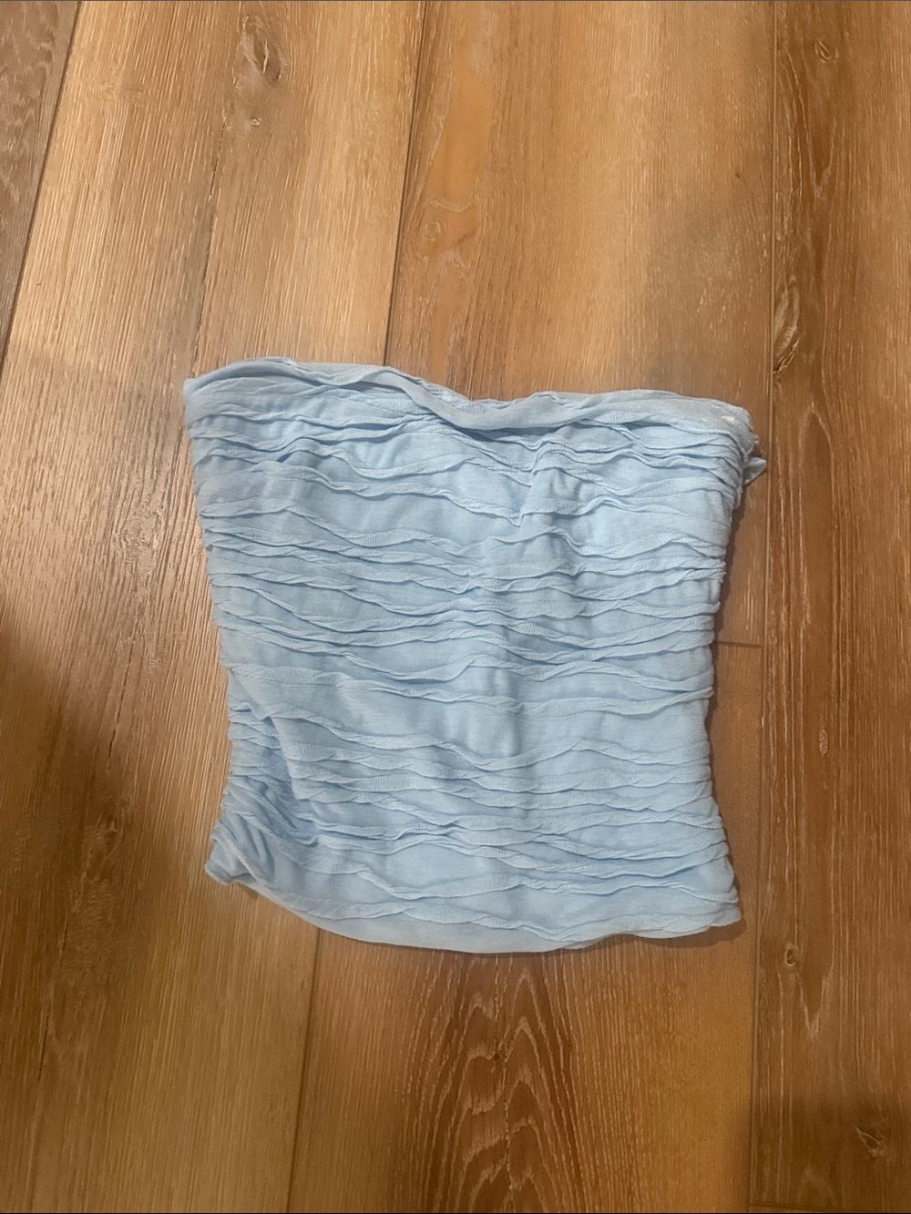 Princess Polly Light Blue Ruffle Strapless Tube Top
